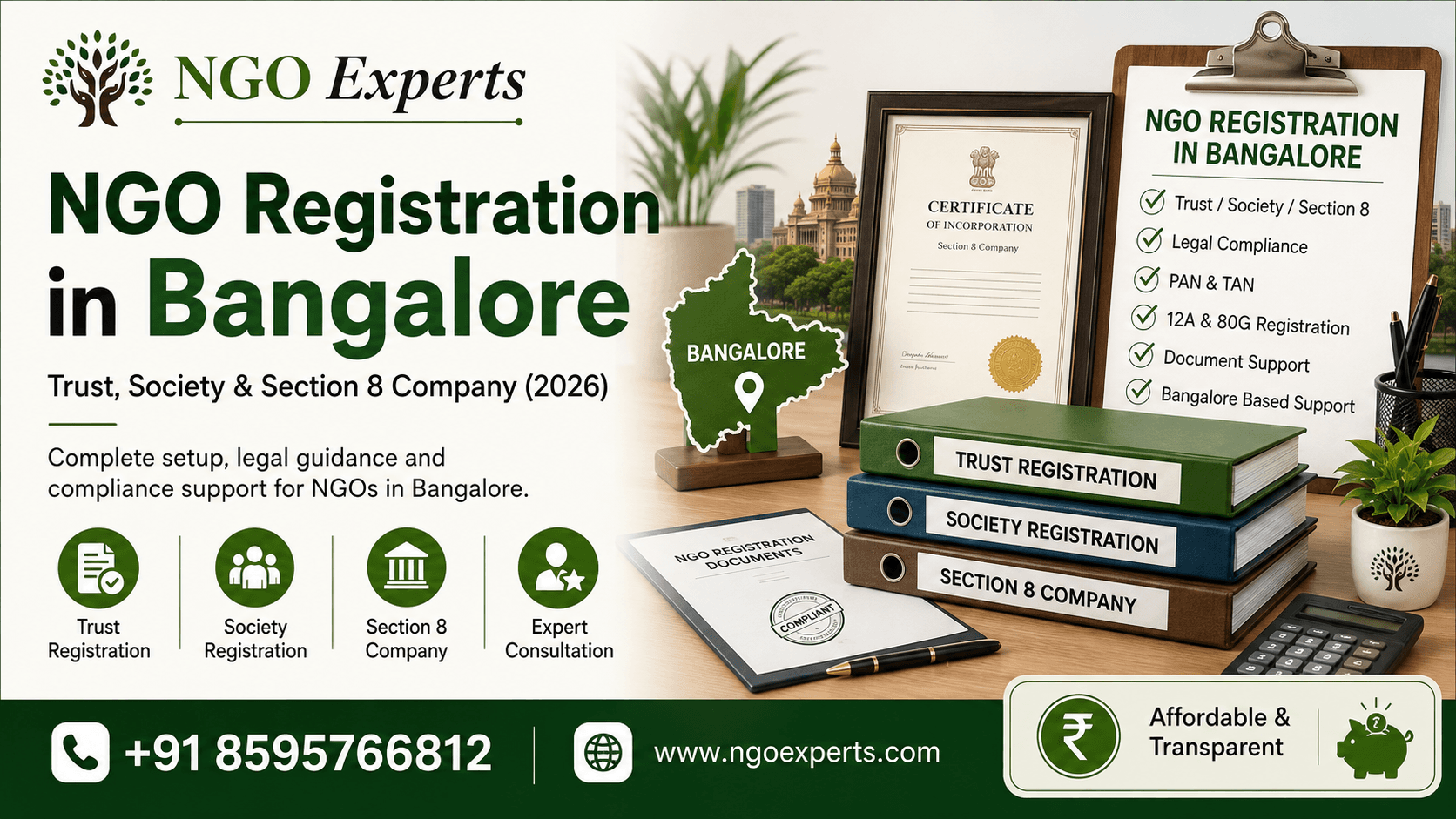 NGO Registration in Bangalore: Trust, Society & Section 8 Company (2026)